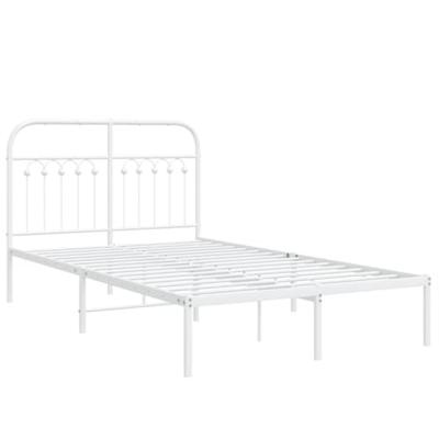 Bedframe met hoofdbord metaal wit 120x200 cm