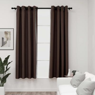VidaXL Gordijnen linnen-look verduisterend ogen 2 st 140x175 cm taupe