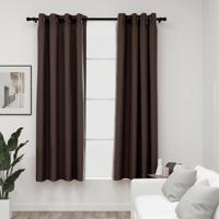 VidaXL Gordijnen linnen-look verduisterend ogen 2 st 140x175 cm taupe - thumbnail