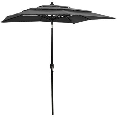 VidaXL Parasol 3-laags met aluminium paal 2x2 m antracietkleurig
