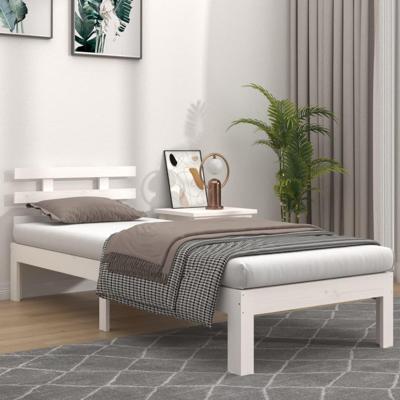 Bedframe massief hout wit 90x190 cm