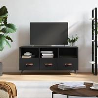 Tv-meubel 102x36x50 cm bewerkt hout zwart - thumbnail