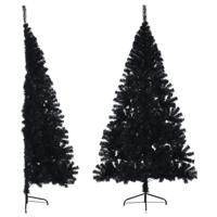 VidaXL Kunstkerstboom met standaard half 240 cm pvc zwart - thumbnail