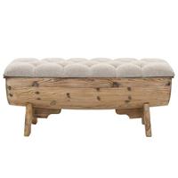 Opslagbank 103x51x44 cm massief hout en stof - thumbnail