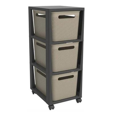 Rotho pina ladekastje met 3 laden 77x36.6x29.6 cm cappuccino/antraciet