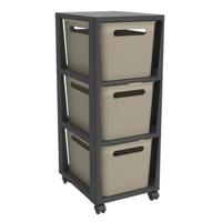 Rotho pina ladekastje met 3 laden 77x36.6x29.6 cm cappuccino/antraciet - thumbnail