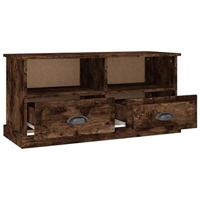 Tv-meubel 93x35,5x45 cm bewerkt hout gerookt eikenkleurig Tv-meubel 93x35,5x45 cm bewerkt hout gerookt eikenkleurig