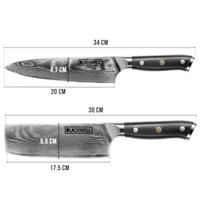 Blackwell Messenset (Koksmes + Groentemes / Nakirimes) - Japanse stijl - 67 lagen damaststaal - VG10 - 2-delig - thumbnail