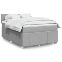 Boxspring met matras stof lichtgrijs 140x190 cm - thumbnail
