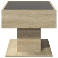 Salontafel met LED 70x50x45 cm bewerkt hout sonoma eikenkleurig - thumbnail
