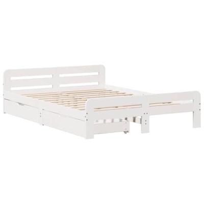 Bedframe zonder matras massief grenenhout wit 150x200 cm