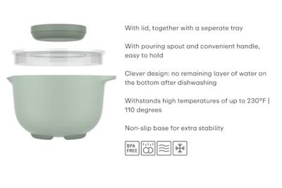 Mepal Beslagkom met spatdeksel 3L chalk