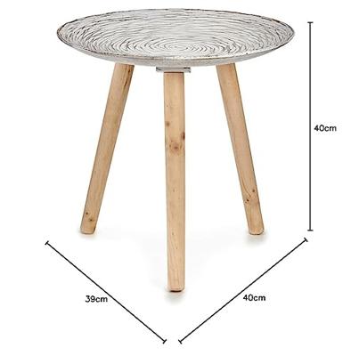 Bijzettafel Gift Decor Wit Bruin Hout 40 x 39 x 40 cm Spiralen