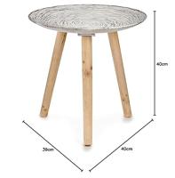 Bijzettafel Gift Decor Wit Bruin Hout 40 x 39 x 40 cm Spiralen - thumbnail