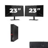 Lenovo ThinkCentre M720q USFF - Intel Core i5-8e Generatie - 8GB RAM - 256GB SSD - Windows 11 + 2x 23 inch Monitor - thumbnail