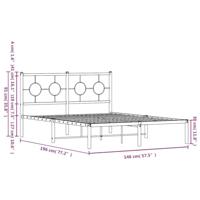 Bedframe met hoofdbord metaal wit 140x190 cm - thumbnail