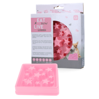 Eat Slow Live Longer Star Feeder - Anti-kauw-voederbak - slow feeder voor honden - antislip - roze - 14 x 14 cm - XS - Geschikt voor kleinere honden - thumbnail