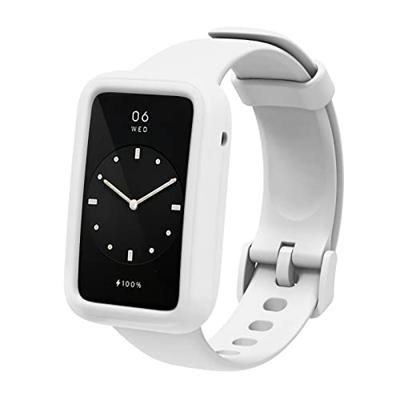 By Qubix - Siliconen sportbandje met case - Wit - Xiaomi Smart band 7 Pro