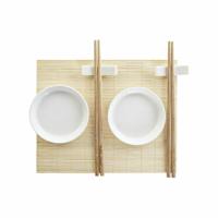 Sushi-set DKD Home Decor Bamboe Plastic Keramiek Wit Natuurlijk Orientaals 28,8 x 19,8 x 3 cm (7 Onderdelen) (28,8 x 19,8 x 3 cm - thumbnail