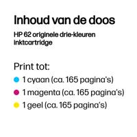 HP Inktcartridge 62 Origineel Cyaan, Magenta, Geel C2P06AE Inkt - thumbnail