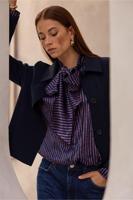 Studio Anneloes Lorina Satin Bow Blouse 13392 Blouse 6945 Dark Blue/ Vintage Berry - thumbnail