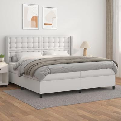 Boxspring met matras kunstleer wit 200x200 cm