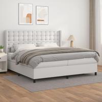 Boxspring met matras kunstleer wit 200x200 cm - thumbnail