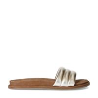 Manfield leren slippers goud - thumbnail