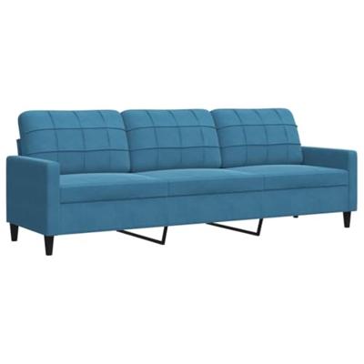 Driezitsbank 210 cm fluweel blauw