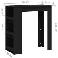 Bartafel met opbergrek 102x50x103,5 cm spaanplaat zwart - thumbnail