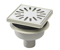 Aquaberg ABS vloerput m. ABS opzetstuk m. RVS rooster m. onderuitl. ÃƒËœ50mm verstelbaar - thumbnail