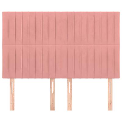 Hoofdborden 4 st 72x5x78/88 cm fluweel roze