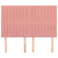 Hoofdborden 4 st 72x5x78/88 cm fluweel roze - thumbnail