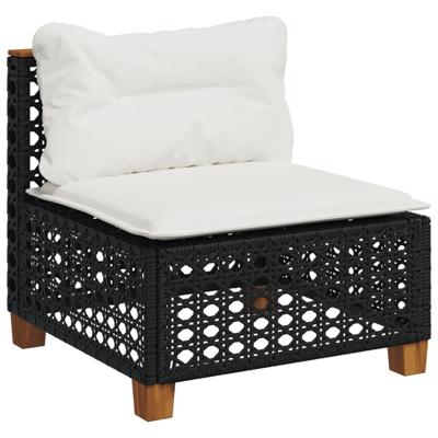 8-delige Loungeset met kussens poly rattan zwart - thumbnail