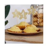 Cake Topper &apos;1&apos; Ster Goud - 6 stuks - thumbnail