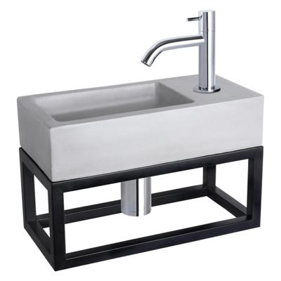 Fonteinset Differnz Ravo Beton en Handoekrek 38.5x18.5x9 cm Licht Grijs Met Gebogen Kraan Chroom