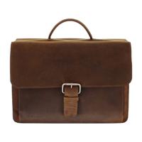 Plevier Newton 3-vaks Laptoptas 15,6 inch Pull-up Leer Bruin - thumbnail