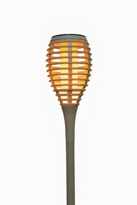 Anna's collection fakkel solar met vlameffect 12led 61x10cm olijf groen