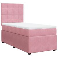 Boxspring met matras fluweel roze 160x200 cm - thumbnail