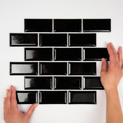 Mozaiektegel Paris 30x30 cm Porselein Glanzend Zwart Jos. Mozaiektegel Paris 30x30 cm Porselein Glanzend Zwart Jos.