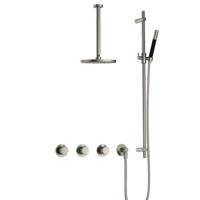 Hotbath Cobber X - CX7067 - Inbouw Regendoucheset - Geborsteld Nikkel - 2 Stopkranen - Thermostatisch - Plafondbuis 30 cm - Hoofddouche 200 mm - Staafhanddouche - Glijstang 900 mm - Waterbesparend - thumbnail