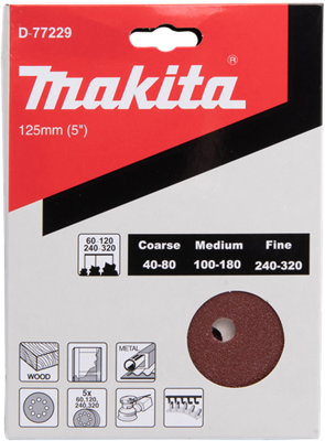 Makita Accessoires Schuurschijf 125mm Red Velcro - D-77229 - D-77229 Makita Accessoires Schuurschijf 125mm Red Velcro - D-77229 - D-77229
