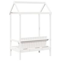 Bank met dak 117,5x70x176,5 cm massief grenenhout wit - thumbnail