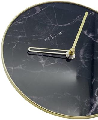 NeXtime ne-5222zw tafelklok marble table dia 20cm glas zwart