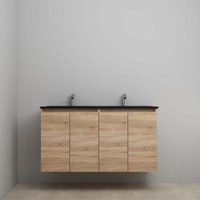 On-Line Onderkast - 120 cm - Bouwpakket - Greeploze Ladestructuur - Acryl Wastafel - 2 Kraangaten - Eiken