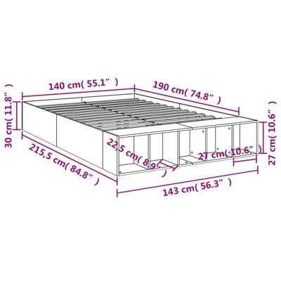 Bedframe bewerkt hout sonoma eikenkleurig 90x190 cm - thumbnail