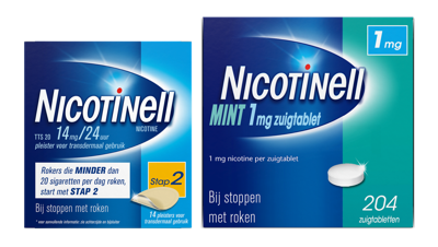 Nicotinell Combineer Pleister 14 mg (14st) en Zuigtablet Mint 1 mg (204st) - Nicotinell Combineer Pleister 14 mg (14st) en Zuigtablet Mint 1 mg (204st) -