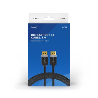 SAVIO DISPLAYPORT (M) - DISPLAYPORT (M) KABEL, V1.4, 3 m, CL-176