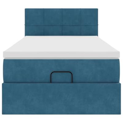 Ottoman bed met matras 100x200 cm fluweel donkerblauw