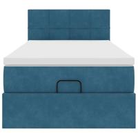 Ottoman bed met matras 100x200 cm fluweel donkerblauw - thumbnail